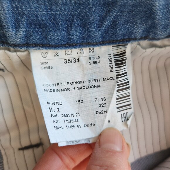 HILTL Dude Straight Slim Fit Jeans Stretch 5 Pocket Meduim Wash Blue - Picture 8 of 11